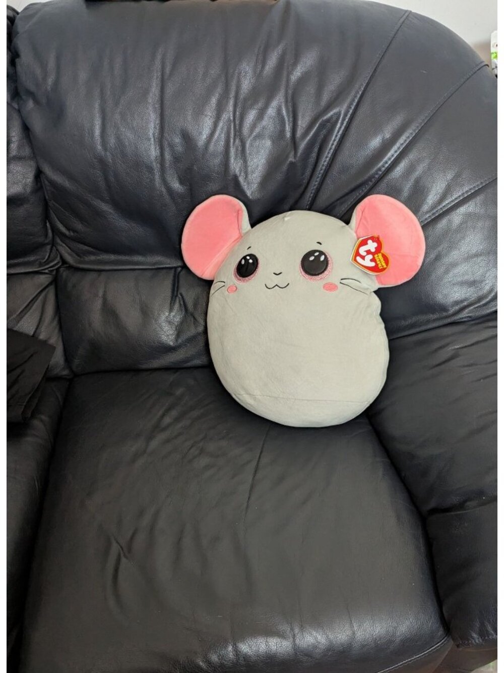 Ty Squishy Beanies Catnip Gray Grey Mouse Plush Stuffed Animal Cushion Pillow